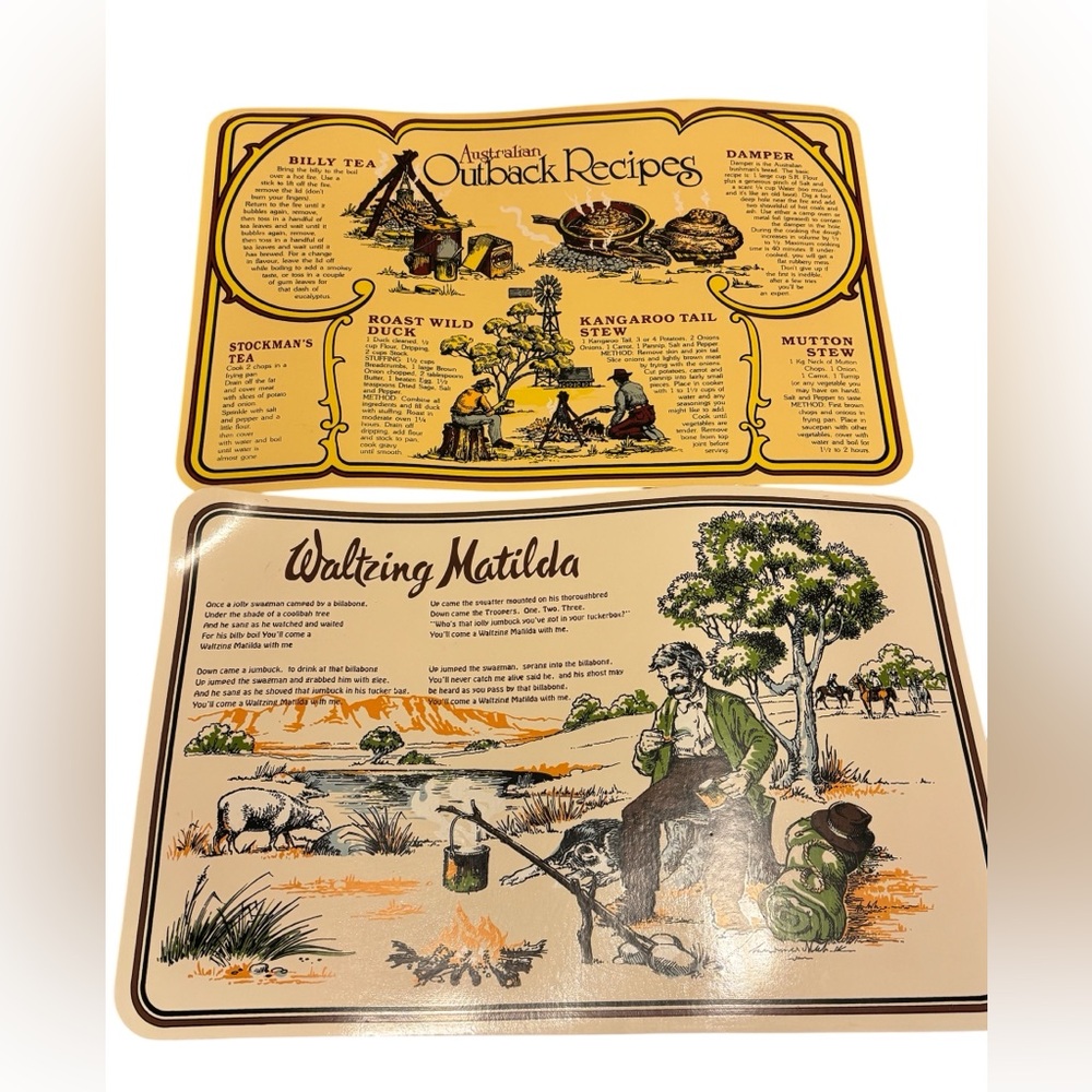Vintage Australian Vinyl Placemats Set Of 2